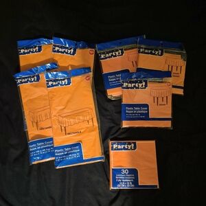 Orange Table Covers and Napkins Set